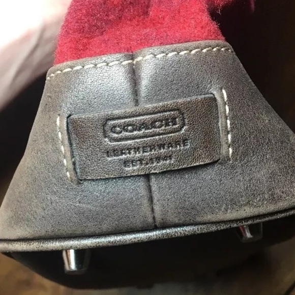 Rare Coach red wool w/ brown leather trim purse - Picture 4 of 8